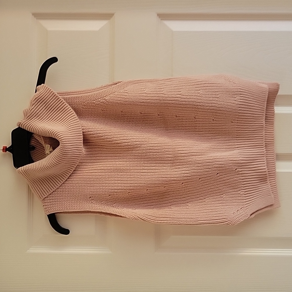 AJ Andrea Jovine cotton blend sleeveless cowl neck top pink SZ M
